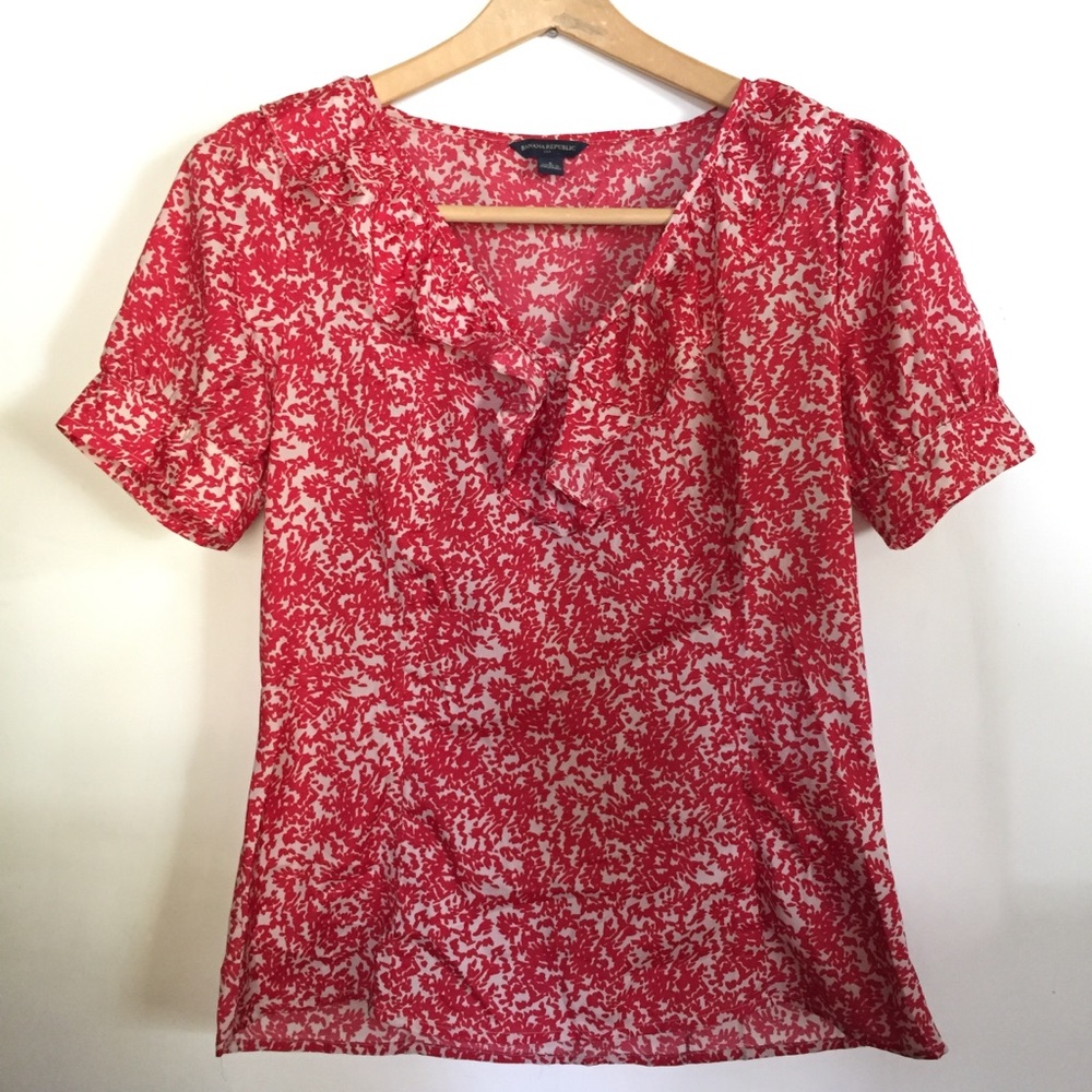 Banana Republic red and white blouse